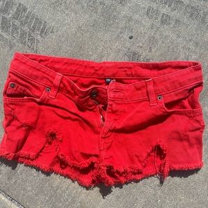 Red jean shorts size 26 from LF